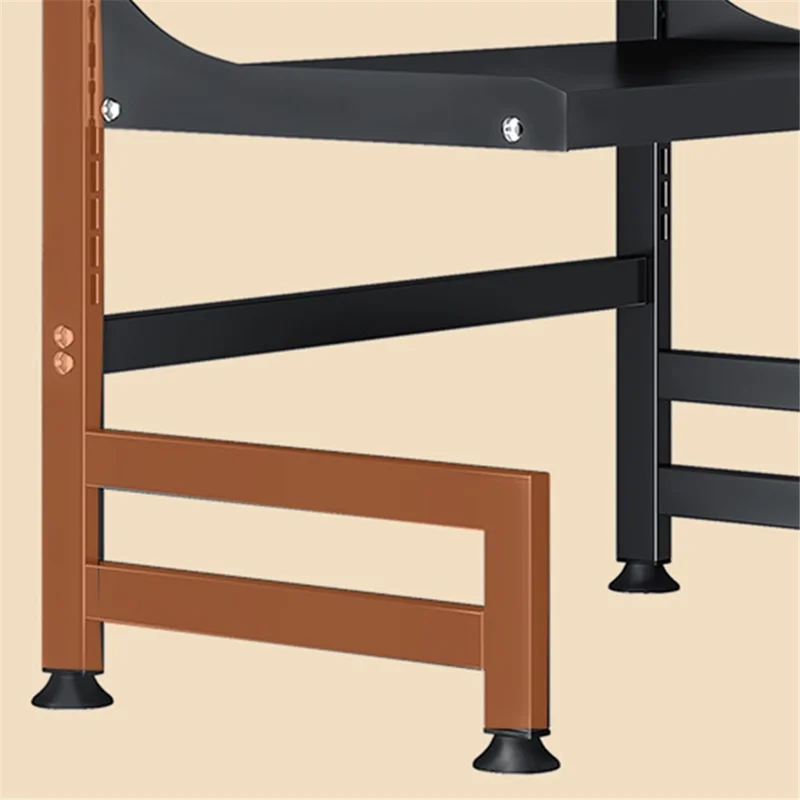 006-WBL-6972A-58 Microwave Oven Rack 2 Tiers Adjustable Shelf Kitchen Organizer - Black