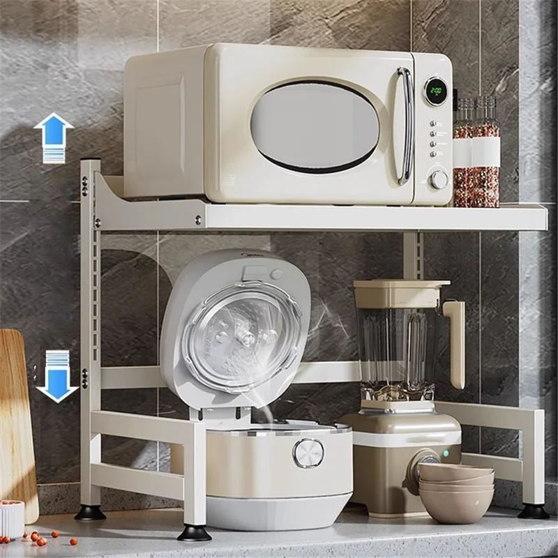 006-WBL-6964A-53 Microwave Oven Rack Height Adjustable Toaster Iron Shelf Organizer - Black