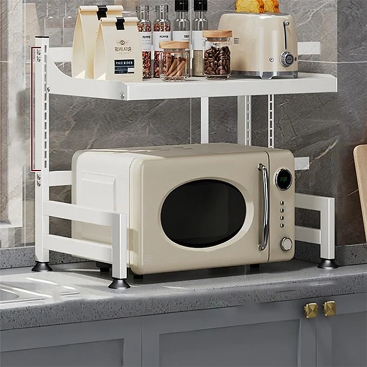 006-WBL-6964A-53 Microwave Oven Rack Height Adjustable Toaster Iron Shelf Organizer - White