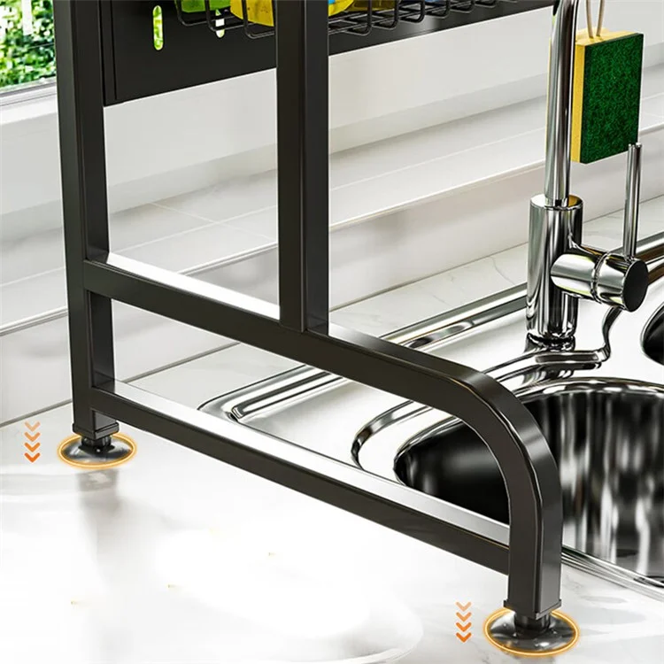 004YS2309013 Over Sink Dish Drying Rack Carbon Steel Kitchen Dish Drainer Shelf
