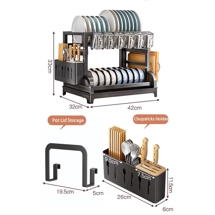 004YS2307111 Organizador de Armazenamento Multiuso de Cozinha para Tigelas, Pratos, Escorredor de Talheres e Copos