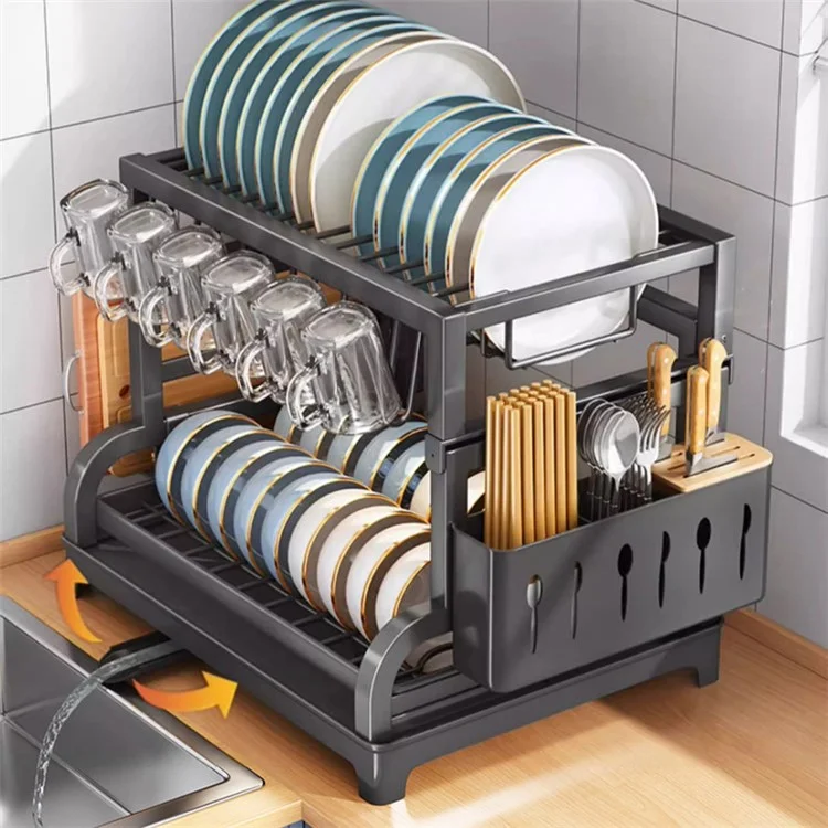 004YS2307111 Organizador de Armazenamento Multiuso de Cozinha para Tigelas, Pratos, Escorredor de Talheres e Copos