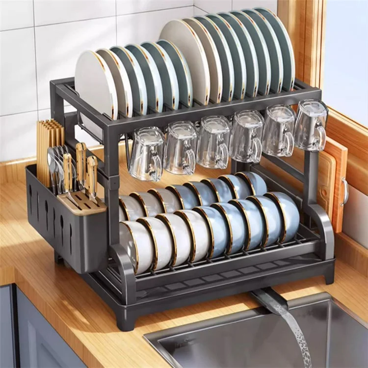 004YS2307111 Organizador de Armazenamento Multiuso de Cozinha para Tigelas, Pratos, Escorredor de Talheres e Copos