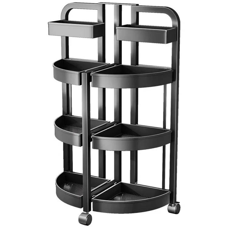 004YS2306015 Foldable Fruit and Vegetable Storage Rack Installation-free 4 Tiers Kitchen Storage Cart with Wheels - Black