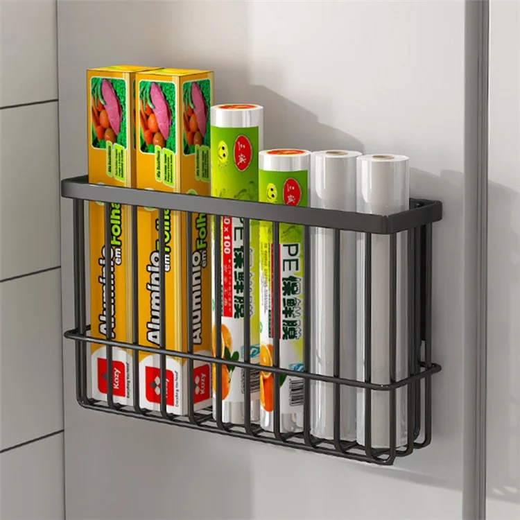 005JGL1002 Size L Refrigerator Magnetic Storage Rack Moveable Spice Shelf for Kitchen Organization - Black