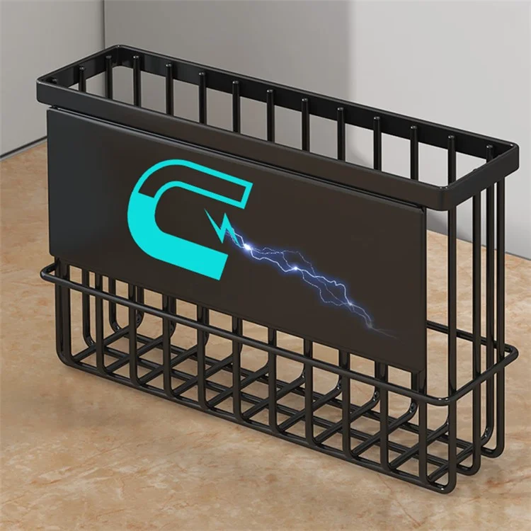 005JGL1002 Size L Refrigerator Magnetic Storage Rack Moveable Spice Shelf for Kitchen Organization - Black