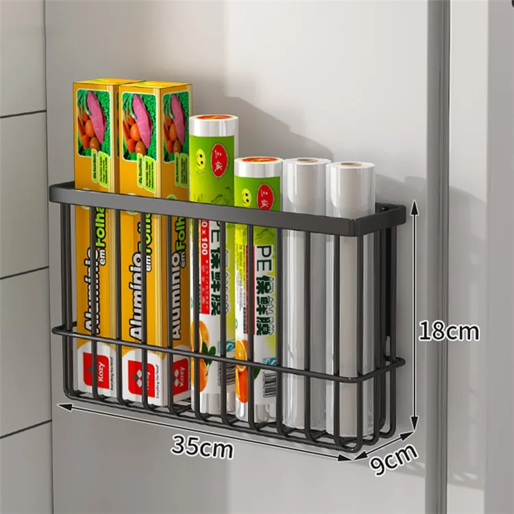 005JGL1002 Size L Refrigerator Magnetic Storage Rack Moveable Spice Shelf for Kitchen Organization - Black