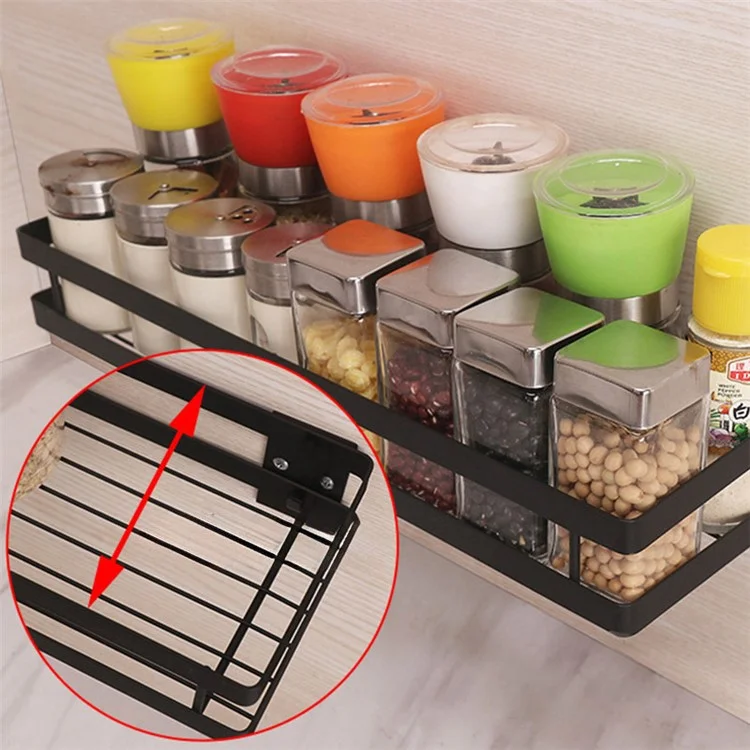 008YC1006 Iron Spice Rack Wall Mounted 40cm Farmhouse Seasoning Organizer without Drilling