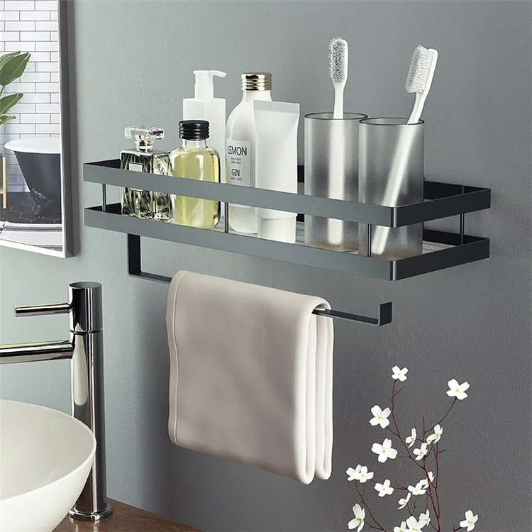008YC1008 Soporte de baño para champú de hierro, sin taladrar, colgante, organizador para almacenamiento de baño