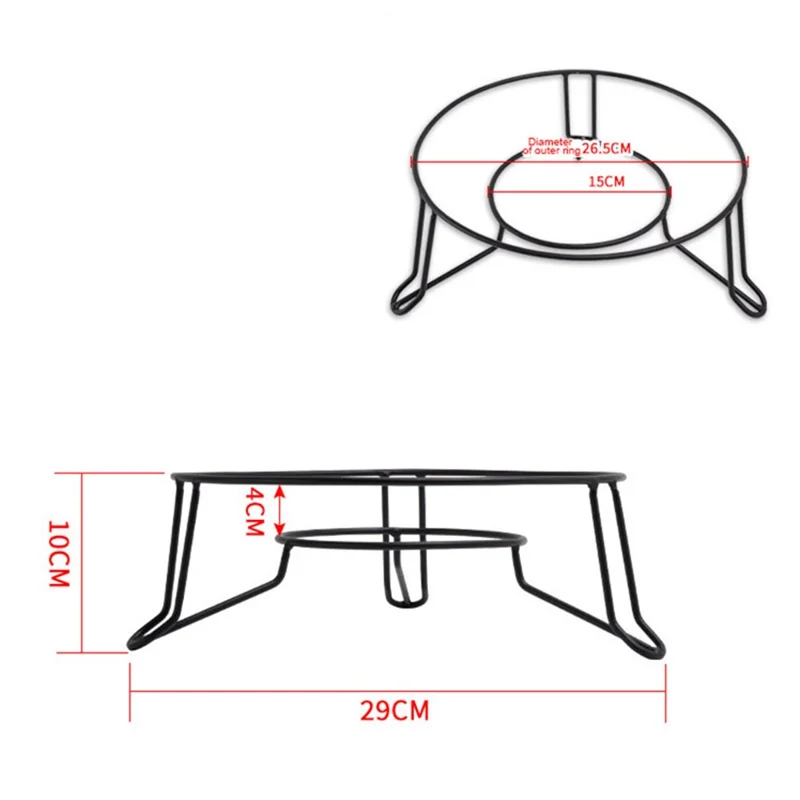 008YC1019 Iron Wire Pot Riser Storage Rack Floor Kitchen Holder Stand for Soup Pot - Black