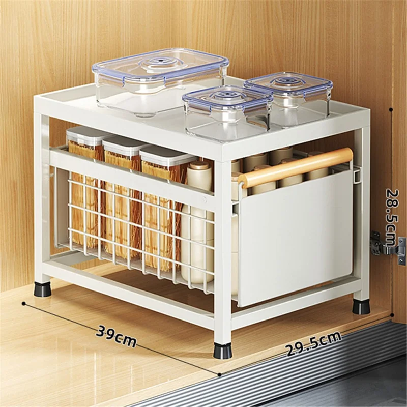 006-ZWJ-6939-1WH Kitchen Seasoning Spice Jar Rack Countertop Bowl Plate Shelf - Size L, Single Layer