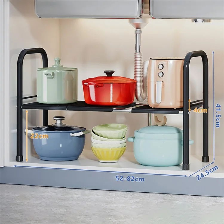 006-SCX-6855-3BK Estensibile Sotto il Lavello Rack di Stoccaggio Bagno Armadio Mensola Organizer