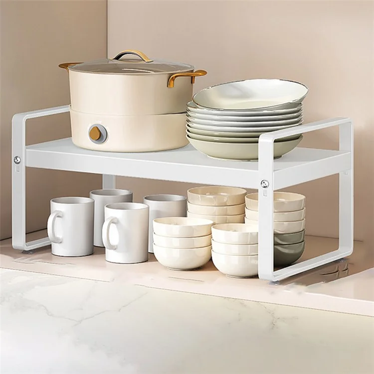 006-ZWJ-70138-WH Horno microondas Estante 2 niveles Organizador de almacenamiento de cocina Estante de mostrador