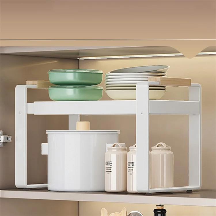 006-ZWJ-70138-WH Horno microondas Estante 2 niveles Organizador de almacenamiento de cocina Estante de mostrador