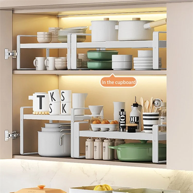 006-ZWJ-70138-WH Horno microondas Estante 2 niveles Organizador de almacenamiento de cocina Estante de mostrador
