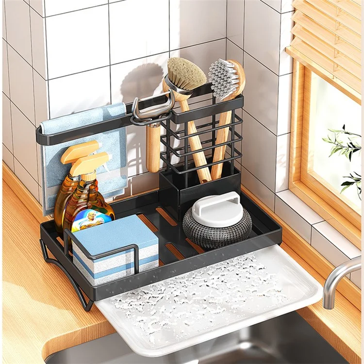 006-MB-7040-BK Chopsticks Knife Fork Holder Dishcloth Rack Multi-Layer Sink Organizer for Kitchen