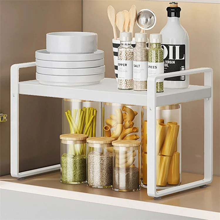 006-ZWJ-70139A-WH Cabinet Storage Shelf Household Countertop Storage Rack for Kitchen Spice Microwave