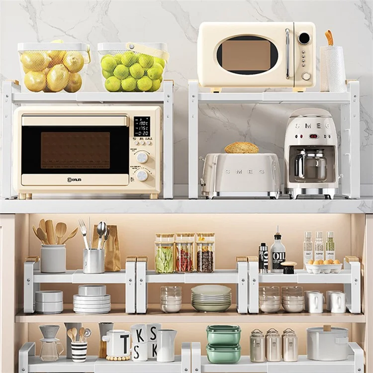 006-ZWJ-70139A-WH Cabinet Storage Shelf Household Countertop Storage Rack for Kitchen Spice Microwave