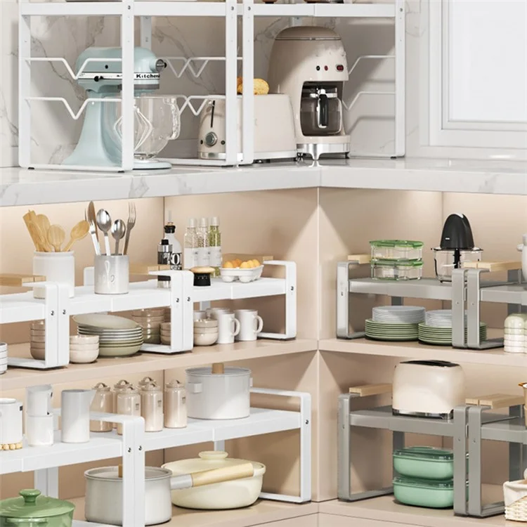 006-ZWJ-70139A-WH Cabinet Storage Shelf Household Countertop Storage Rack for Kitchen Spice Microwave