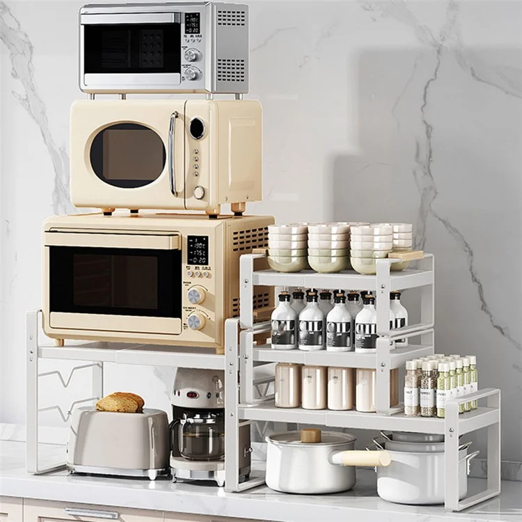 006-ZWJ-70139A-WH Cabinet Storage Shelf Household Countertop Storage Rack for Kitchen Spice Microwave