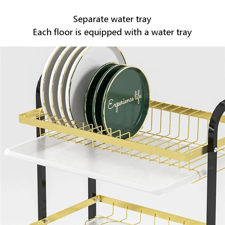 006-6426 2 Layers Dish Drying Rack with Drainboard Adjustable Kitchen Counter Dish Drainer for Knives, Spoons, Forks