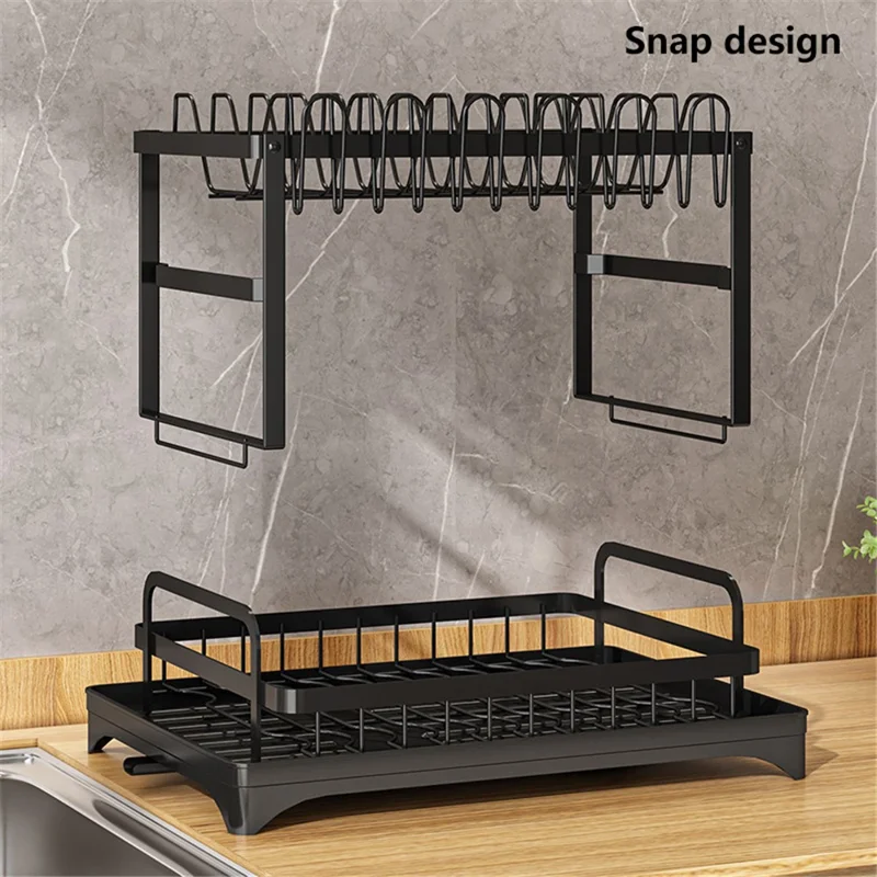 006-WDJ-8018A Kitchen Counter Dish Holder Stand Drying Rack for Knives, Spoons, Forks - Black