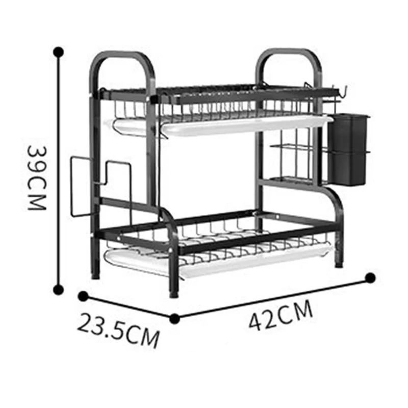 006-6358 Dual-Layer Iron Wire Kitchen Dish Drying Rack Holder Stand for Knives, Bowls