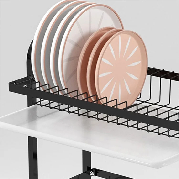 006-6364 3-Layer Iron Art Kitchen Storage Shelf Dish Bowl Draining Rack with Chopstick Holder