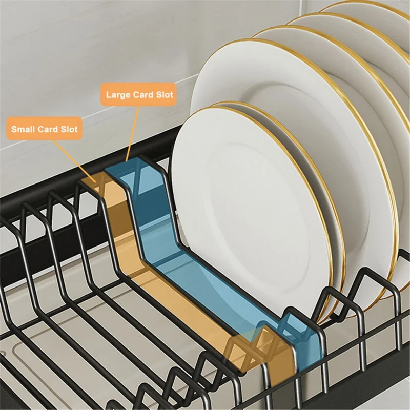 006-WDJ-6790-3BK 3-Tier Dish Drainer Rack with Drip Tray / Utensils Holder Dish Rack for Kitchen Counter