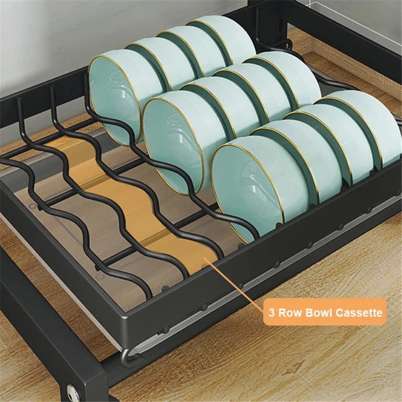 006-WDJ-6790-3BK 3-Tier Dish Drainer Rack with Drip Tray / Utensils Holder Dish Rack for Kitchen Counter