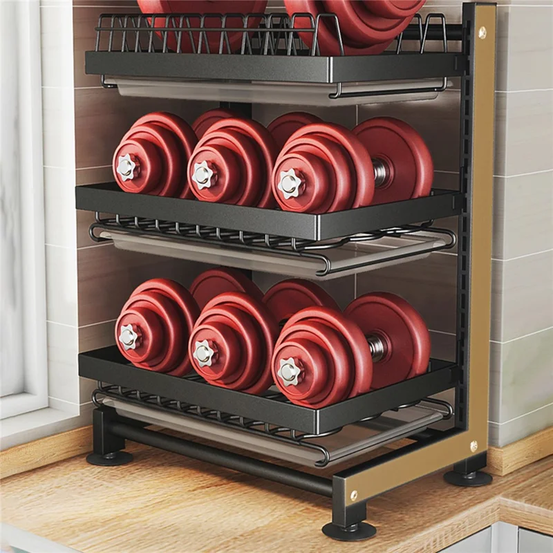 006-WDJ-6790-3BK 3-Tier Dish Drainer Rack with Drip Tray / Utensils Holder Dish Rack for Kitchen Counter