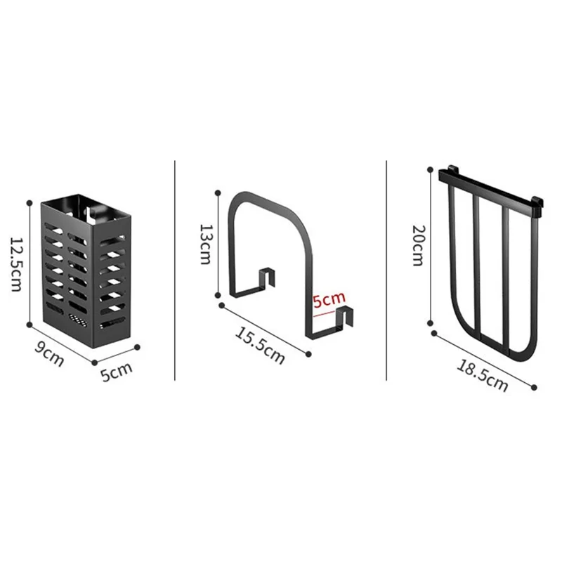 006-6373 2-Layer Black Storage Rack for Kitchen Countertop Spice Container with Cutting Boards, Chopsticks Holder