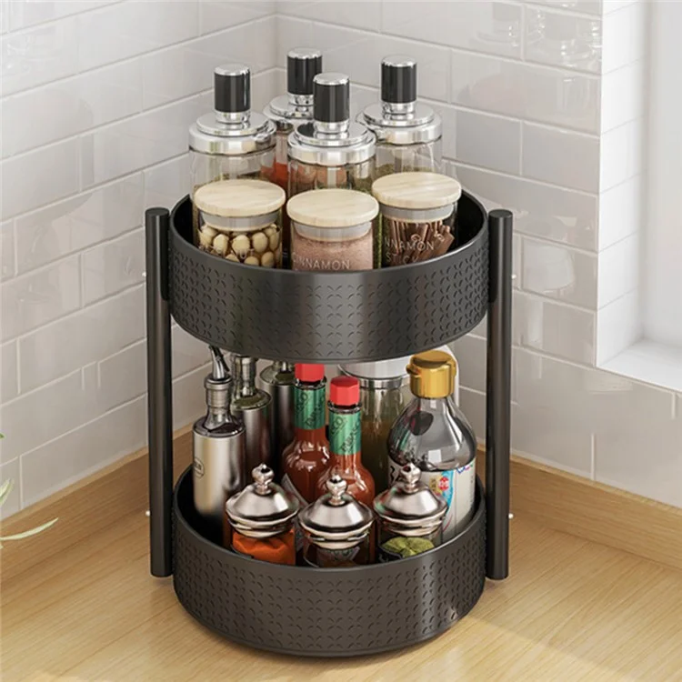 006-10062H 2 Tier Rotating Condiment Holder Kitchen Countertop Spice Shelf Rack