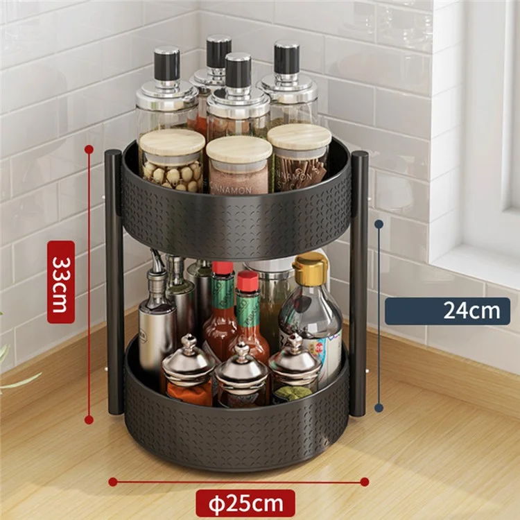 006-10062H 2 Tier Rotating Condiment Holder Kitchen Countertop Spice Shelf Rack