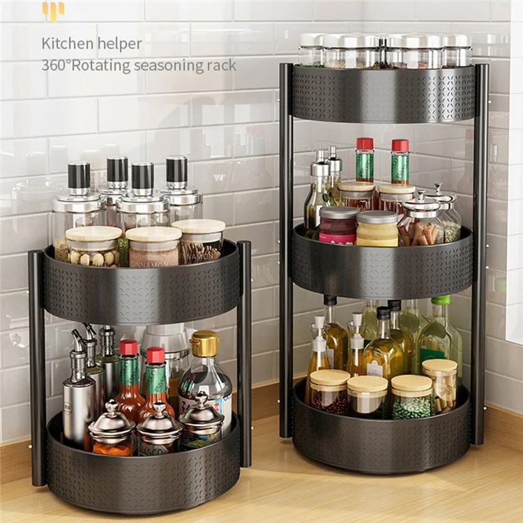 006-10062H 2 Tier Rotating Condiment Holder Kitchen Countertop Spice Shelf Rack