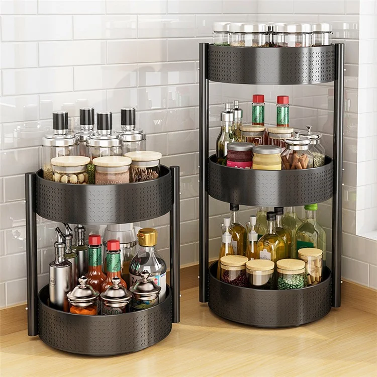 006-10062H 2 Tier Rotating Condiment Holder Kitchen Countertop Spice Shelf Rack