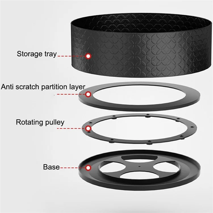 006-10061H Single Layer Turntable Organizer Rotating Spice Rack Metal Lazy Storage Rack for Cabinet, Kitchen, Black