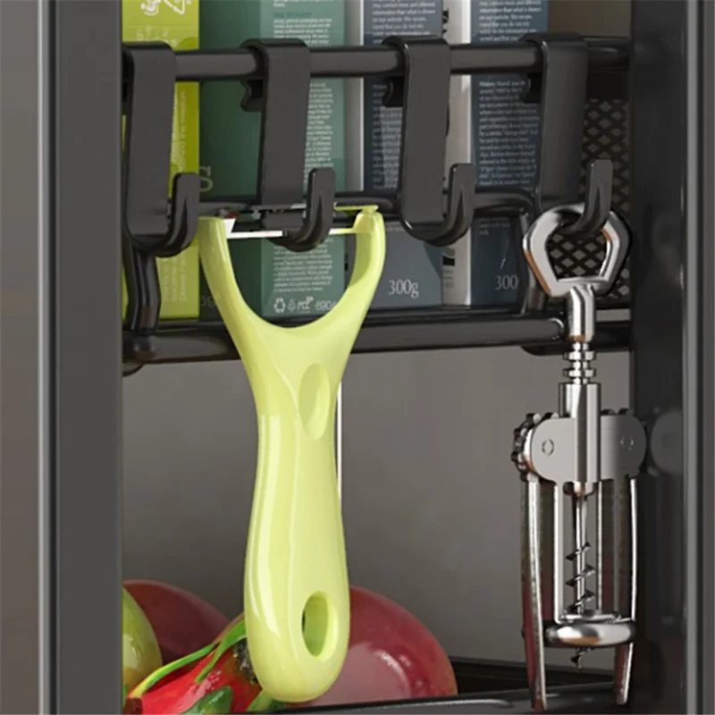 005JGL1047 4-Tier Kitchen Storage Rack with Wheels, Floor-Standing Vegetable Basket - 4 Mesh / Black