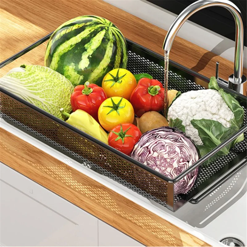 005JGL1047 4-Tier Kitchen Storage Rack with Wheels, Floor-Standing Vegetable Basket - 4 Mesh / Black