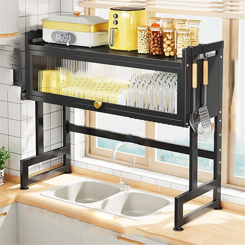 006-SCJ-6838C-95 Kitchen Dish Drying Rack Over The Sink Dish Drainer for Kitchen Storage Counter - Black