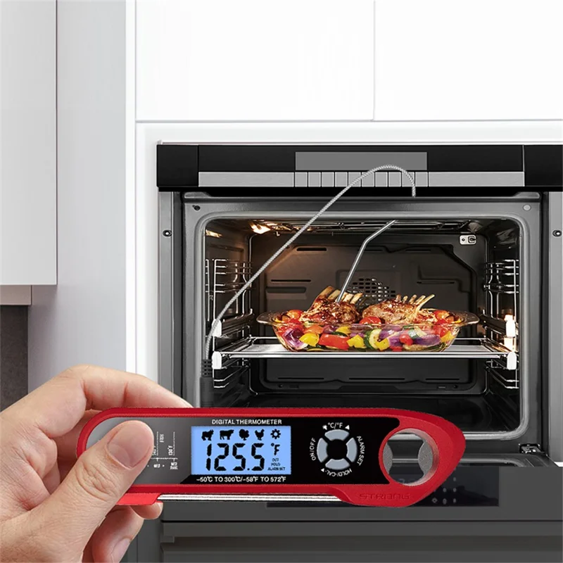 Waterproof Dual Probe Foldable Meat Thermometer for BBQ Cooking Kitchen Tool (BPA Free, No FDA)