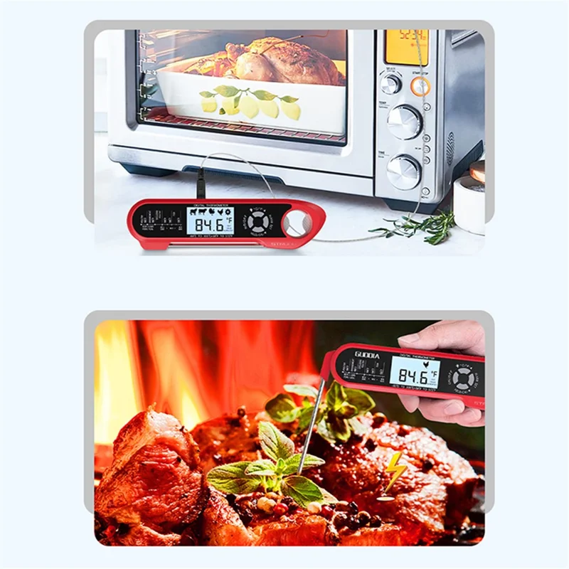 Waterproof Dual Probe Foldable Meat Thermometer for BBQ Cooking Kitchen Tool (BPA Free, No FDA)