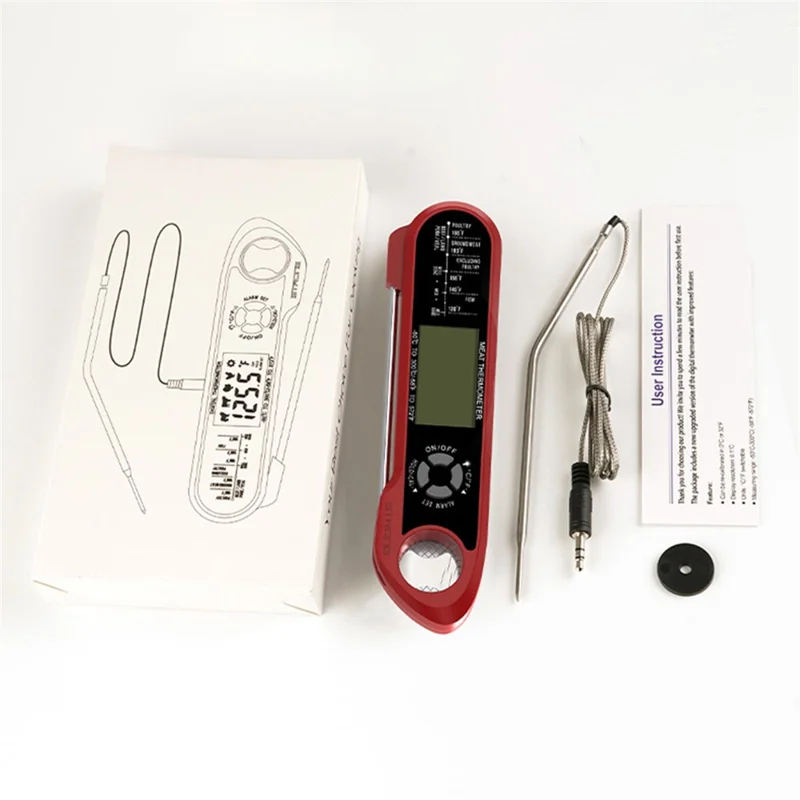 Waterproof Dual Probe Foldable Meat Thermometer for BBQ Cooking Kitchen Tool (BPA Free, No FDA)