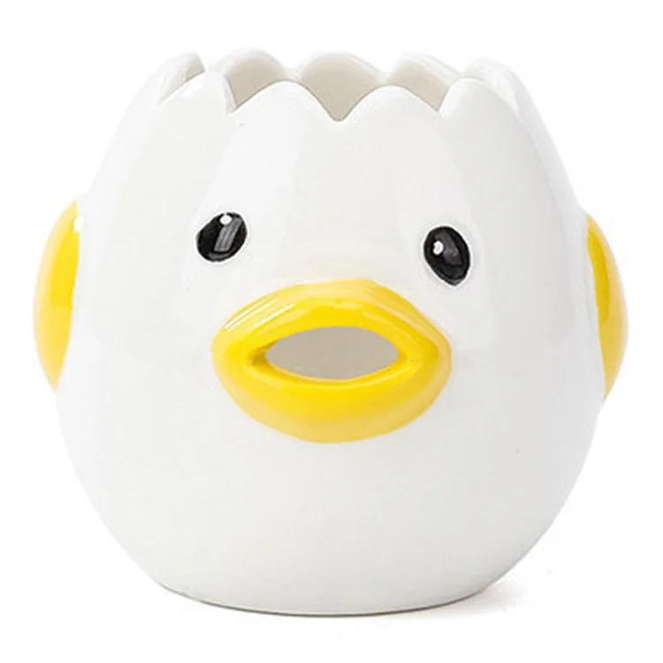 Cartoon Egg White and Yolk Separator Ceramic Egg Divider Filter Kitchen Tool (No FDA, BPA-Free) - Yellow