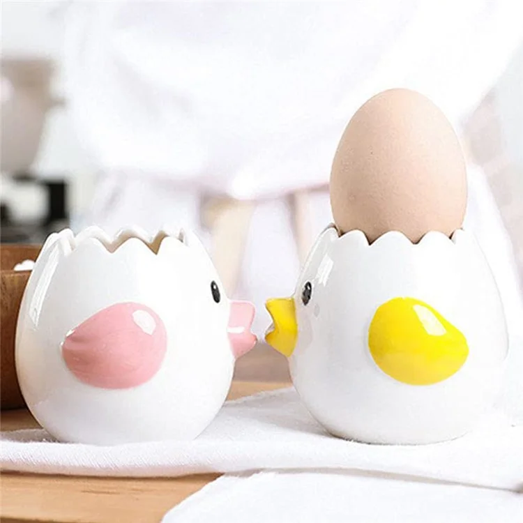 Cartoon Egg White and Yolk Separator Ceramic Egg Divider Filter Kitchen Tool (No FDA, BPA-Free) - Yellow