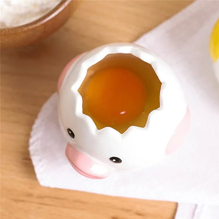 Cartoon Egg White and Yolk Separator Ceramic Egg Divider Filter Kitchen Tool (No FDA, BPA-Free) - Yellow