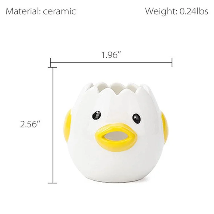 Cartoon Egg White and Yolk Separator Ceramic Egg Divider Filter Kitchen Tool (No FDA, BPA-Free) - Yellow