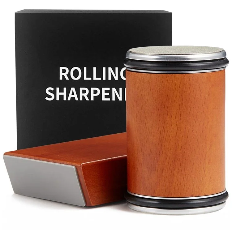 Beech+Metal Rolling Knife Sharpener Sharpening Tool for Knives and Scissors - Braun