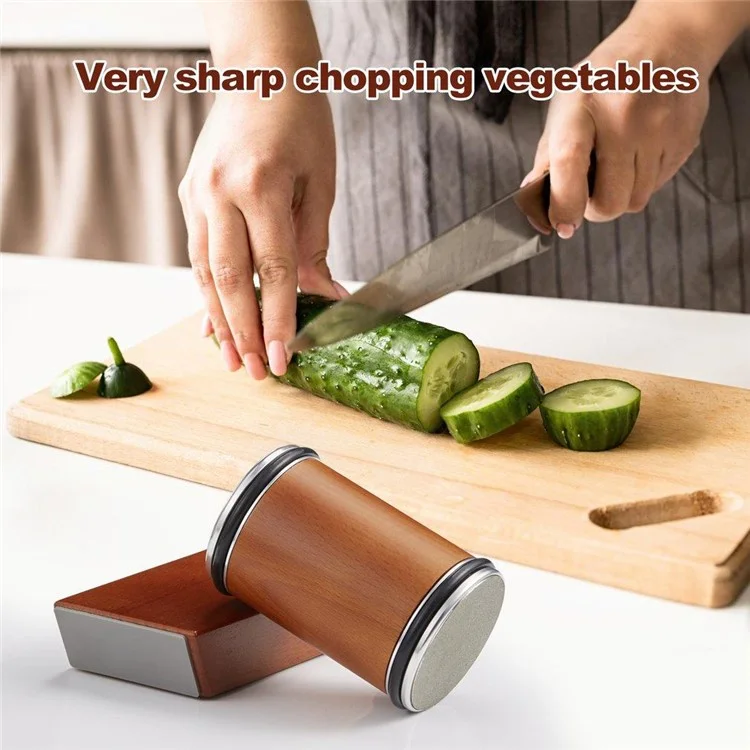 Beech+Metal Rolling Knife Sharpener Sharpening Tool for Knives and Scissors - Braun