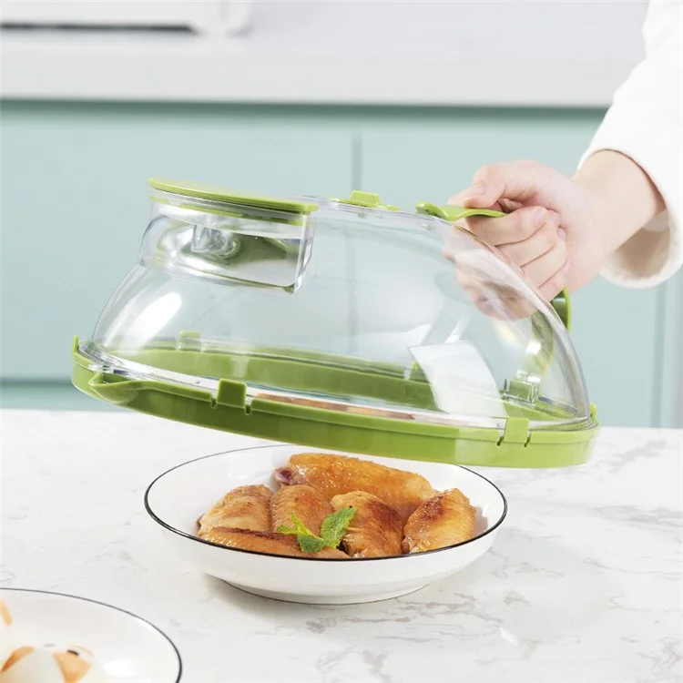 Microwave Splatter Cover with Water Steamer Handle Plastic Dish Bowl Plate Serving Lid
